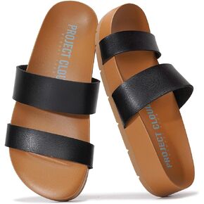 Project Cloud Womens Two Strap Sandals & Non Slip Summer Slides (Hilltop) | Slides for Women Plush Soft Insole Casual Beach Footwear Vacation Outfits Travel Everyday Comfort Easy Wear Versatile Fashion in Kuwait