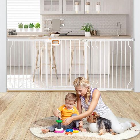 owlie Baby Gate for Stairs 29-52 Inch Wide, Safety Gate for Baby Adjustable Pet Gate with Door Pressure Mounted Gates for Kids Toddler Dogs Extension Kit Indoor Stairway Doorway White (30.5'' Tall) in Saudi Arabia