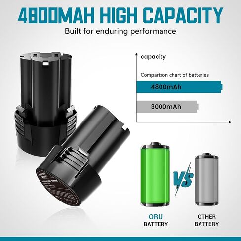 2 Pack 12V 4800mAh Replacement for Makita 10.8V 12V MAX Battery Lithium ion Compatible with for Makita BL1013 BL1014 BL1015 194550-6 194551-4 195332-9 Cordless Power Tools in Kuwait
