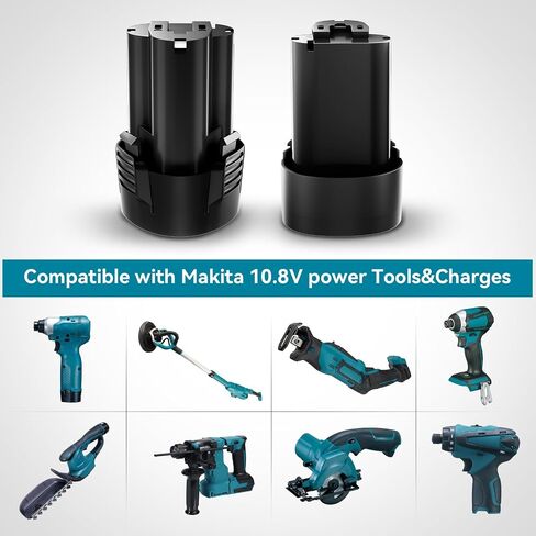 2 Pack 12V 4800mAh Replacement for Makita 10.8V 12V MAX Battery Lithium ion Compatible with for Makita BL1013 BL1014 BL1015 194550-6 194551-4 195332-9 Cordless Power Tools in Kuwait