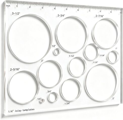 Circle Grommet Template, Transparent Acrylic Router Template for Woodworking, 13 Circle Sizes 1/4" to 3-1/2" for Inlays and Grommet Holes, Circle Maker Tool for DIY Projects in Saudi Arabia