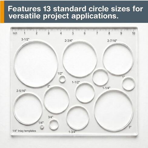 Circle Grommet Template, Transparent Acrylic Router Template for Woodworking, 13 Circle Sizes 1/4" to 3-1/2" for Inlays and Grommet Holes, Circle Maker Tool for DIY Projects in Saudi Arabia