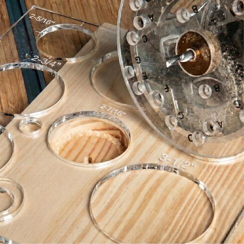 Circle Grommet Template, Transparent Acrylic Router Template for Woodworking, 13 Circle Sizes 1/4" to 3-1/2" for Inlays and Grommet Holes, Circle Maker Tool for DIY Projects in Saudi Arabia