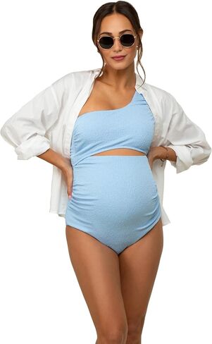 Light Asymmetrical One Shoulder Side Cutout One-Piece Maternity Swims in Saudi Arabia