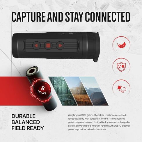 ATN BlazeTrek 6 625 Thermal Monocular, 640x512, 2-20x, Coyote & Hog Hunting | For Coyote & Hog Night Hunting, Wildlife & Camping | 640x512 Sensor, 18mK NETD, Video Recording, SharpIR AI in Saudi Arabia