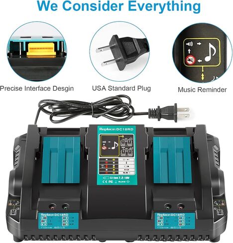 TeenPower 18V Rapid Dual Charger Replacement for Makita 18V Battery Charger Station in Saudi Arabia