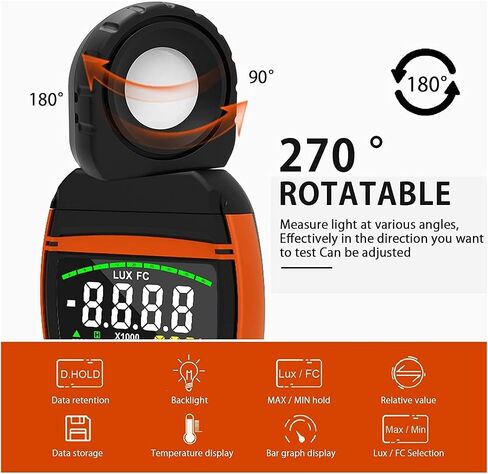 Light Meter, BT-8801A Digital Lux Meter 1–400,000 Lux Portable Light Intensity Tester in Saudi Arabia