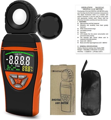 Light Meter, BT-8801A Digital Lux Meter 1–400,000 Lux Portable Light Intensity Tester in Saudi Arabia