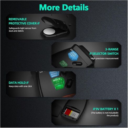 Light Meter, Digital Lux Meter 0–100,000 LCD Display for Indoor and Outdoor Use in Saudi Arabia