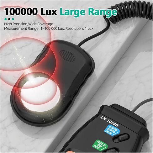 Light Meter, Digital Lux Meter 0–100,000 LCD Display for Indoor and Outdoor Use in Saudi Arabia