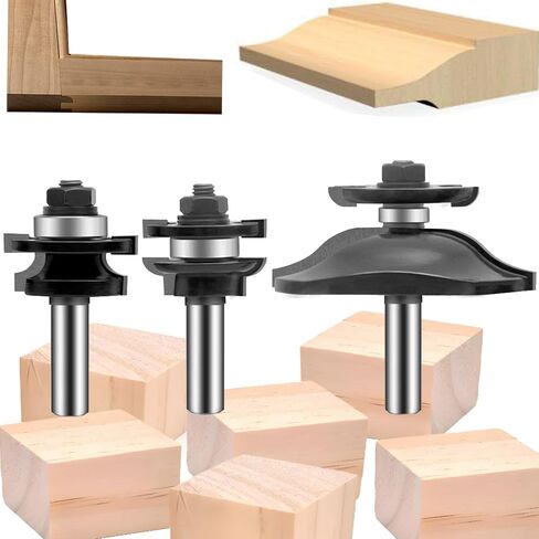 LEATBUY Architectural Molding Router Bit Set 1/4-Inch Shank 5 PCS, Corner Rounding Edge-Forming Woodworking Beading Router Bits Sets Tool Wood Table Door Cabinet Cutter(Round) in Saudi Arabia