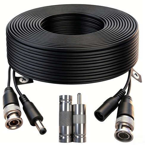 1 Pack 50ft (15M) 4K Ultra HD BNC Video Cable Wire, Security Camera Extension Cable, All-in-One Siamese CCTV Power Cable for DVR System, Includes 2 BNC Connectors in Saudi Arabia