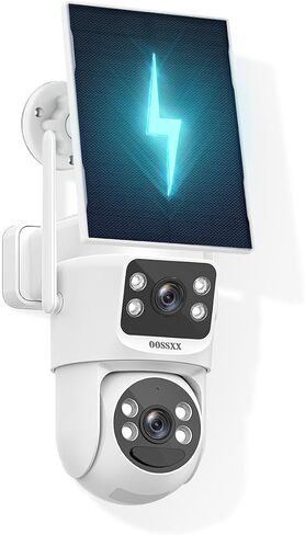 OOSSXX Add-on 4MP Dual Lens Solar Powered Security Camera Outdoor Wireless in Kuwait
