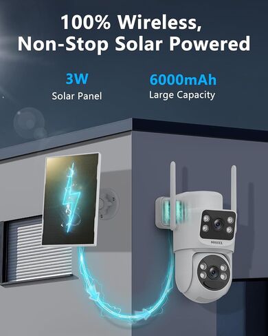 OOSSXX Add-on 4MP Dual Lens Solar Powered Security Camera Outdoor Wireless in Kuwait
