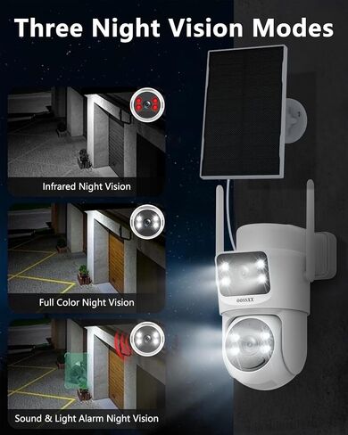 OOSSXX Add-on 4MP Dual Lens Solar Powered Security Camera Outdoor Wireless in Kuwait