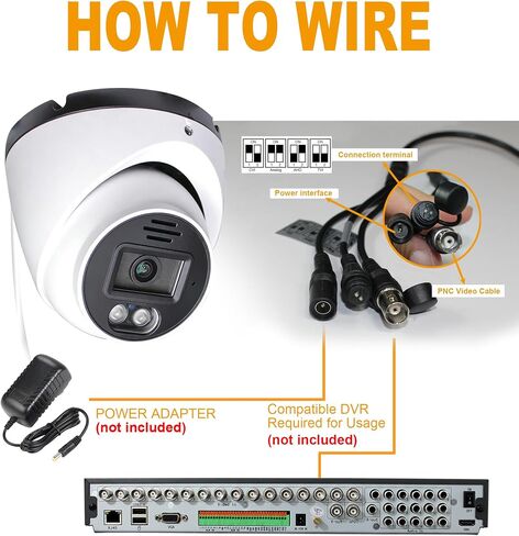 SINIS 4K Analog Security Turret Camera, 8MP 24/7 Full Color Camera Outdoor | Ture Color Night Vision,F1.0 Super Aperture, True WDR, 4-in-1 TVI/CVI/AHD/CVBS, Waterproof,Metal (DVR Required, Not Included) in Kuwait