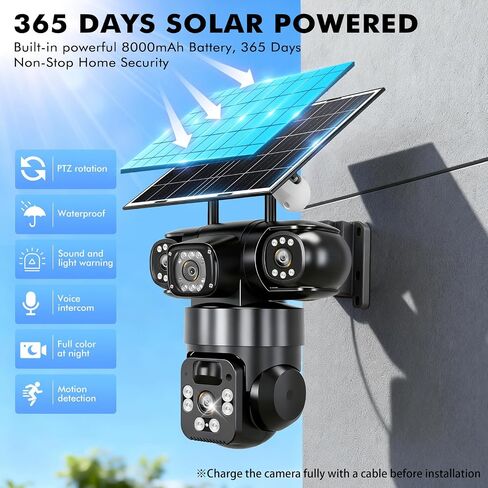 KEPEAK Solar Security Camera Outdoor Wireless, Triple-Lens WiFi Camera 2.4G, Battery Powered Outdoor Camera Wireless, Color Night Vision, PIR Human Detection, 2-Way Talk for Home Yard Garage in Saudi Arabia