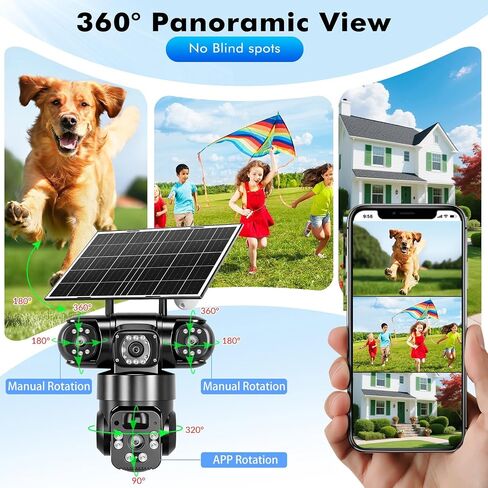 KEPEAK Solar Security Camera Outdoor Wireless, Triple-Lens WiFi Camera 2.4G, Battery Powered Outdoor Camera Wireless, Color Night Vision, PIR Human Detection, 2-Way Talk for Home Yard Garage in Saudi Arabia