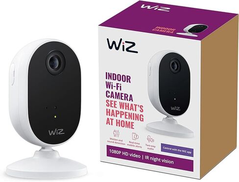 WiZ Indoor Security Camera - 1080p HD Video - Full-Duplex Audio - Activate with Motion - Control with App - Works with Alexa- Google Assistant and Siri Shortcuts- Bluetooth Compatible- No Hub Required in Saudi Arabia