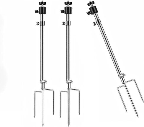 3 Pack Universal Ground Stake Mount - 360° Adjustable 1/4''-20 Thread, Foldable Stainless Steel Bracket for Outdoor Security Cameras, Solar Panels, Fishing Lights in Saudi Arabia