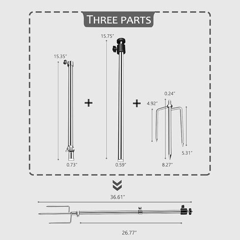3 Pack Universal Ground Stake Mount - 360° Adjustable 1/4''-20 Thread, Foldable Stainless Steel Bracket for Outdoor Security Cameras, Solar Panels, Fishing Lights in Saudi Arabia