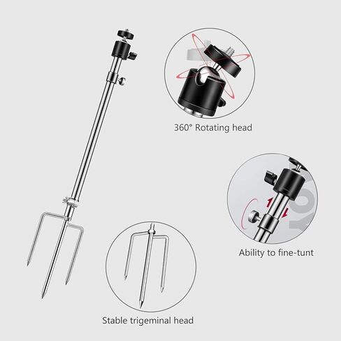 3 Pack Universal Ground Stake Mount - 360° Adjustable 1/4''-20 Thread, Foldable Stainless Steel Bracket for Outdoor Security Cameras, Solar Panels, Fishing Lights in Saudi Arabia