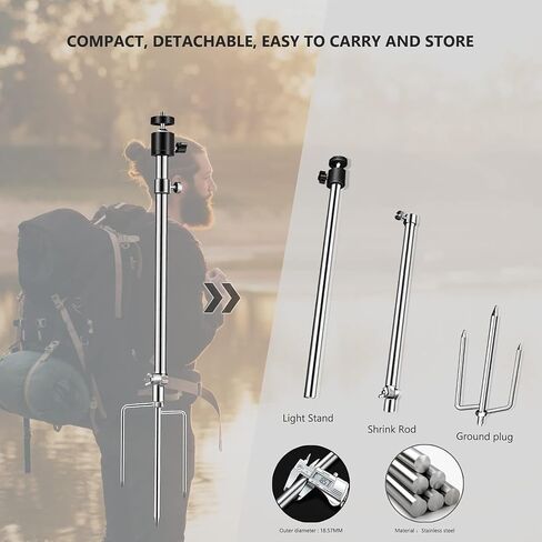 3 Pack Universal Ground Stake Mount - 360° Adjustable 1/4''-20 Thread, Foldable Stainless Steel Bracket for Outdoor Security Cameras, Solar Panels, Fishing Lights in Saudi Arabia