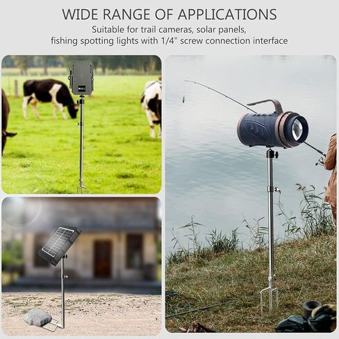 3 Pack Universal Ground Stake Mount - 360° Adjustable 1/4''-20 Thread, Foldable Stainless Steel Bracket for Outdoor Security Cameras, Solar Panels, Fishing Lights in Saudi Arabia