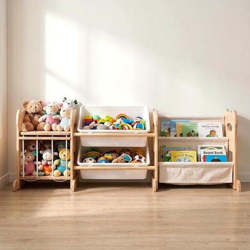 Toy Storage Organizer with Bookshelf and Stuffed Animal Storage 60.7'' L | Kids Toy Organizer with 12 Bins, Playroom Thickened and Widened Book Toy Storage for Bedroom Decor in Saudi Arabia