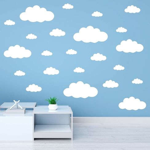 Big Clouds Wall Decals Removable DIY Large Vinyl Sticker | Self Adhesive Wallpaper, Living Room Nursery Children Baby Kids Boys Girls Bedroom, Home Art Mural Decor in Saudi Arabia