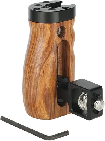 NICEYRIG Wooden Side Handle for ARRI Locating Pin Adjustable Universal Left & Right Grip for DSLR Camera Cage Rig - 462 in Saudi Arabia
