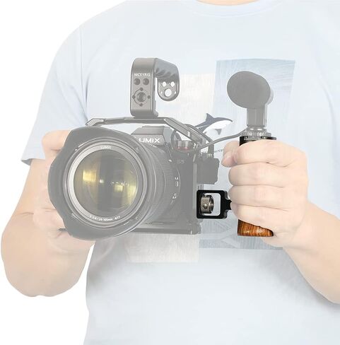 NICEYRIG Wooden Side Handle for ARRI Locating Pin Adjustable Universal Left & Right Grip for DSLR Camera Cage Rig - 462 in Saudi Arabia