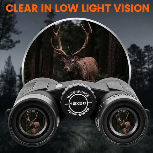 12x50 HD Binoculars for Adults High Powered, Super Bright BAK4 Prism & FMC Lense Waterproof Compact Binoculars for Bird Watching Hunting Stargazing Hiking Cruise Trave in Saudi Arabia