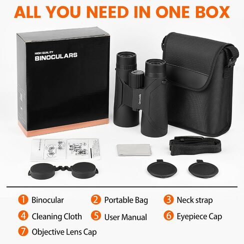 12x50 HD Binoculars for Adults High Powered, Super Bright BAK4 Prism & FMC Lense Waterproof Compact Binoculars for Bird Watching Hunting Stargazing Hiking Cruise Trave in Saudi Arabia