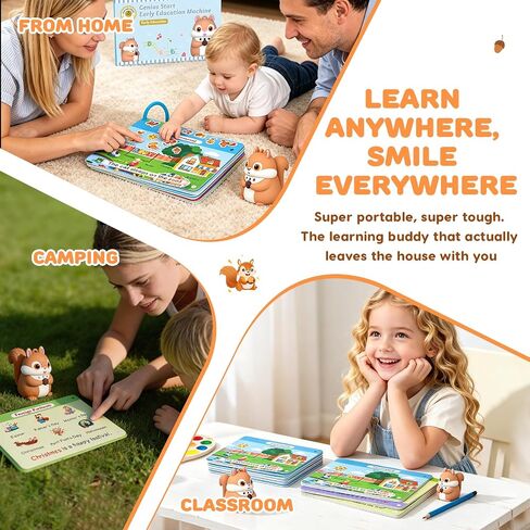 Phonics 55 Double-Sided Flash Cards with Squirrel Talking Pen Set, Over 800 Words Early Educational Learning Toys for Ages 2-6, Interactive Speech Book Card Game Gift, Homeschool Learning Supplies in Kuwait