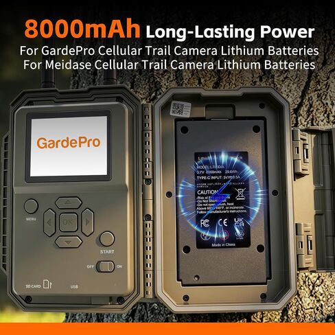 8000mAh Trail Camera Battery for GardePro & Meidase Wildlife Game Camera | For GardePro X66 Pro,X66 Pro Max,R3 Pro,E6 2.0 Pro,E8 2.0 Pro,Meidase P300 Pro,S965 Pro Wildlife Hunting Trail Camera Battery in Kuwait