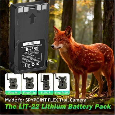 1 Pack LIT-22 Battery Pack Replacement for Cellular Trail Cameras Flex M/Plus/S,Flex G-36, Rechargeable Lithium Battery LIT-22 Pro 7000mAh in Kuwait