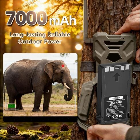 1 Pack LIT-22 Battery Pack Replacement for Cellular Trail Cameras Flex M/Plus/S,Flex G-36, Rechargeable Lithium Battery LIT-22 Pro 7000mAh in Kuwait