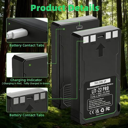1 Pack LIT-22 Battery Pack Replacement for Cellular Trail Cameras Flex M/Plus/S,Flex G-36, Rechargeable Lithium Battery LIT-22 Pro 7000mAh in Kuwait