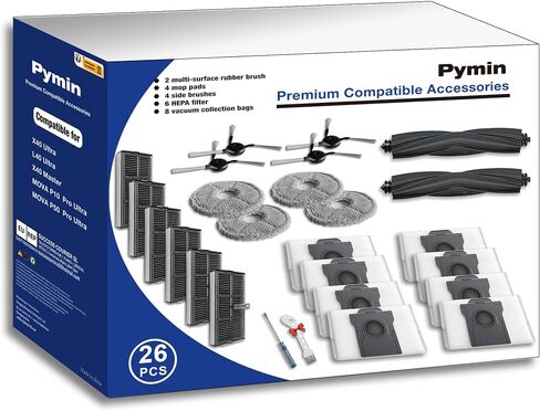 26Pcs Accessories for Dreame L10s Ultra Gen 3/X40 Ultra/L40 Ultra (Gen 2) | D30 Ultra/X40 Ultra Complete/X40 Master/Mova P50 Pro Ultra/P10 Pro Ultra (Gen2), 2*Main Brushes, 8*Dust Bags, 6*Filters in Saudi Arabia