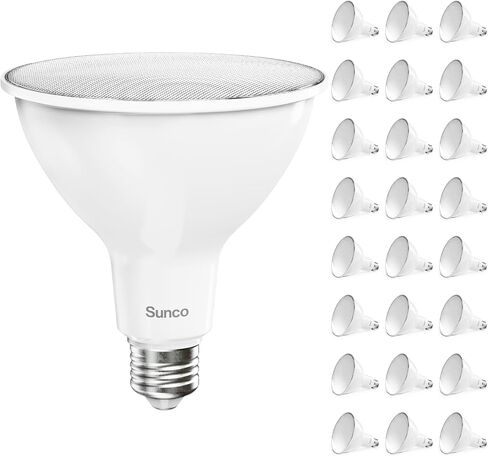 Sunco 12 لمبة PAR38 LED للفيضانات، 20 وات = 250 وات، قابلة للتعتيم، مقاومة للماء | 2800LM، ضوء نهاري 5000K، قاعدة متوسطة E26، كشاف أمان خارجي فائق السطوع، الممر، الشرفة، الفناء، أضواء كاشفة في الفناء in Kuwait
