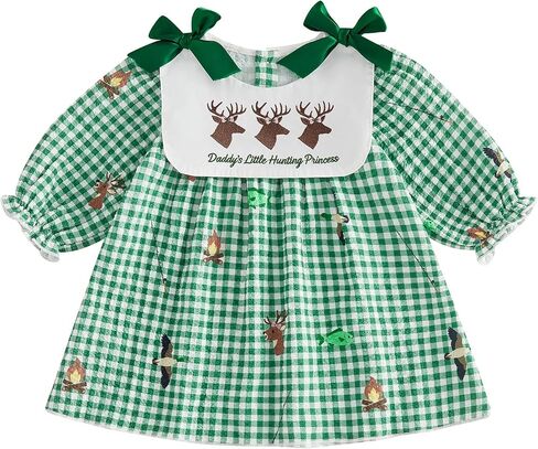 Toddler Baby Girl Hunting Dress Clothes Mallard Duck Long Sleeve Dress Fall Outfit Smocked Playwear in Saudi Arabia