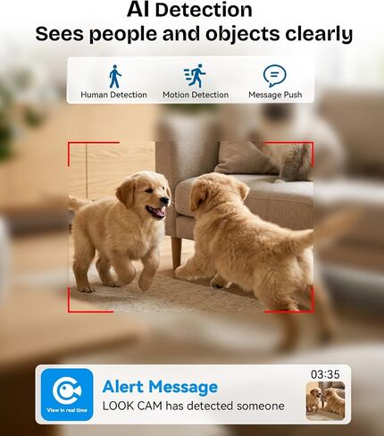 1080p HD WiFi Wireless Indoor Security Cam with Night Vision, Indoor Camera with Clock with App Control, Nanny Cam with AI Motion Detection, Loop Recording, Local & Cloud Storage for Home, Easy to Use in Kuwait