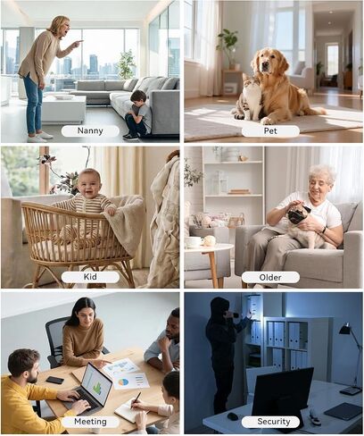 1080p HD WiFi Wireless Indoor Security Cam with Night Vision, Indoor Camera with Clock with App Control, Nanny Cam with AI Motion Detection, Loop Recording, Local & Cloud Storage for Home, Easy to Use in Kuwait