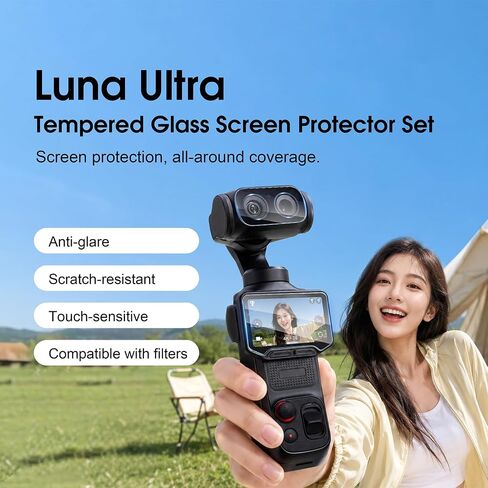 2 Pack Screen Protector for Insta 360 Luna Ultra Accessories, HD Lens Protector Tempered Glass 9H Hardness Oleophobic Coating LCD Display Film for Insta360 Luna Ultra Volg Camera, Scratch Resistant in Kuwait