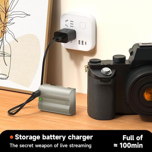 EN-EL3e Battery with USB-C Charging Port for D50, D70, D70s, D80, D90, D100, D200, D300, D300S, MH-18, MH-18a Digital SLR Cameras in Kuwait