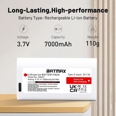 Batmax 2X USB-C Battery for WYZE Cam Pro and Duo Cam Doorbell Outdoor Indoor Camera in Saudi Arabia