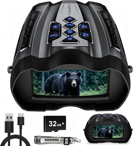 Night Vision Goggles, 4K Night Vision Binoculars for Adult with 4000mAh Rechargeable Battery,3.5" HD Screen and 1000FT Viewing Range,32GB TF Card for Photo and Video,Ideal Gift for Men in Kuwait