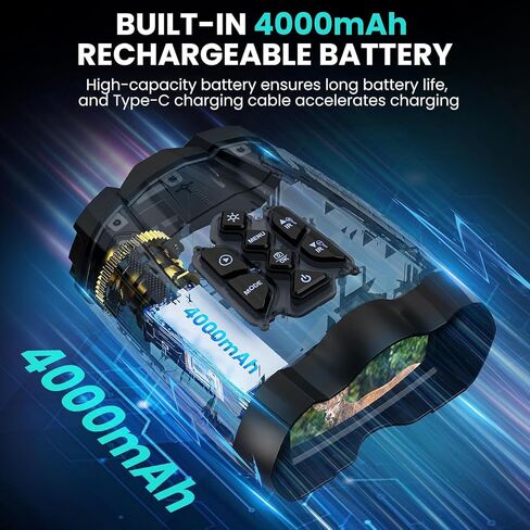 Night Vision Goggles, 4K Night Vision Binoculars for Adult with 4000mAh Rechargeable Battery,3.5" HD Screen and 1000FT Viewing Range,32GB TF Card for Photo and Video,Ideal Gift for Men in Kuwait