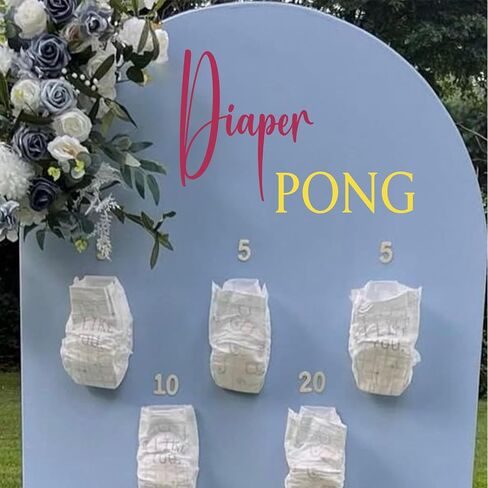 Diaper Pong Game Decal | Baby Shower Party Decoration|Diaper Pong Game Sign Wall Sticker|Gender Reveal Party Supplies in Saudi Arabia